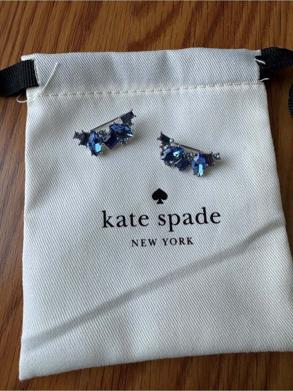 Kate Spade Blue Crystal Ear Climbers